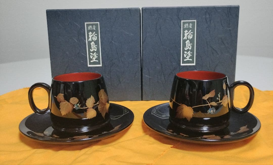 輪島塗　コーヒーカップ＆ソーサー　2客セット　作家もの