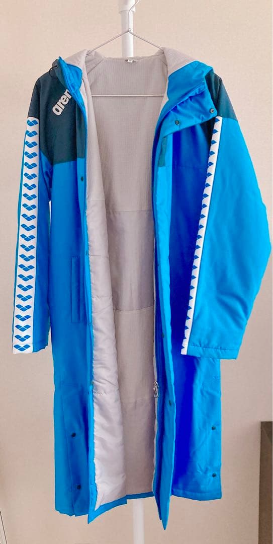 arena ロングコート ベンチコート ブルー M アリーナ ロングコート