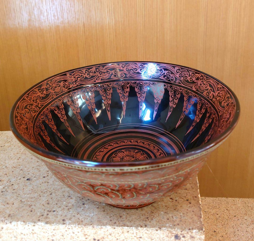 美術漆器　鳥獣蒟醤　きんま　アンティーク　細密　漆塗り　タイ・ミャンマー