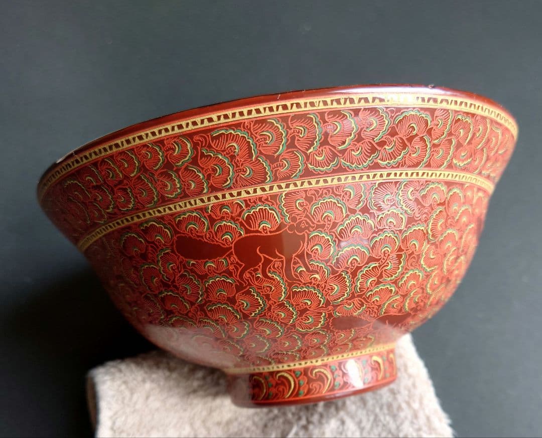 美術漆器　鳥獣蒟醤　きんま　アンティーク　細密　漆塗り　タイ・ミャンマー