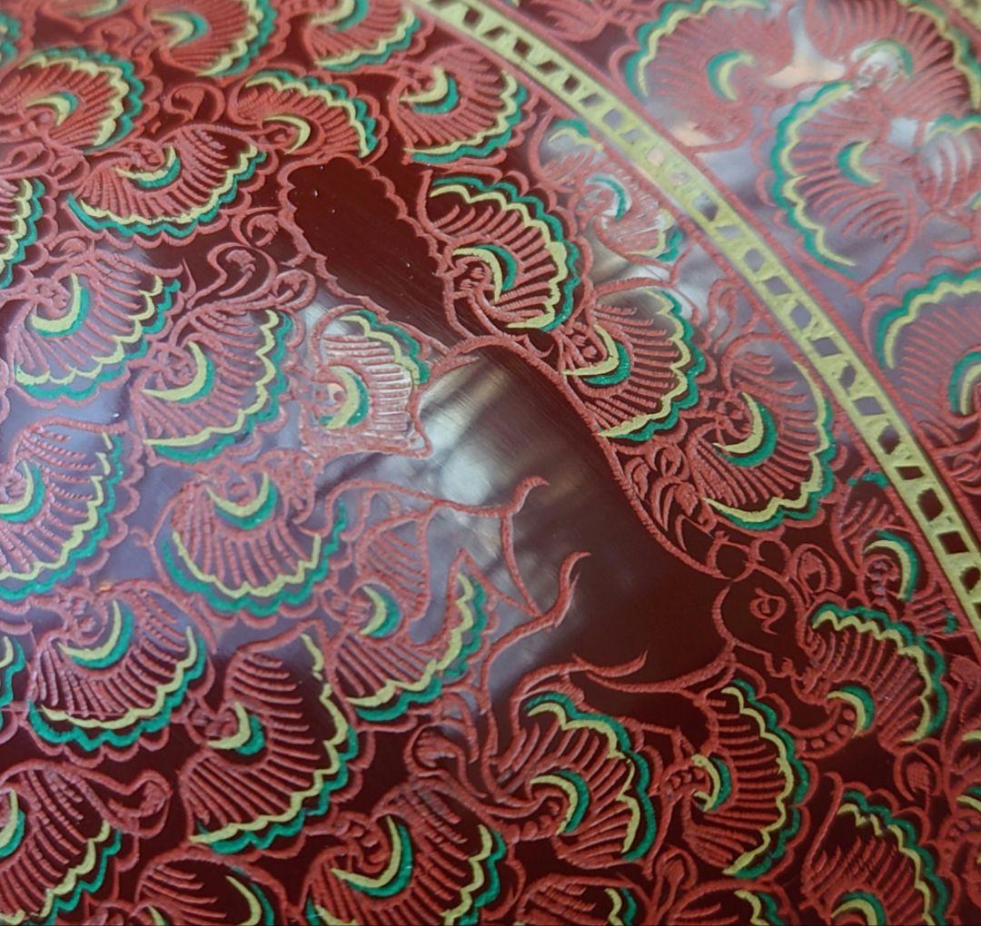 美術漆器　鳥獣蒟醤　きんま　アンティーク　細密　漆塗り　タイ・ミャンマー