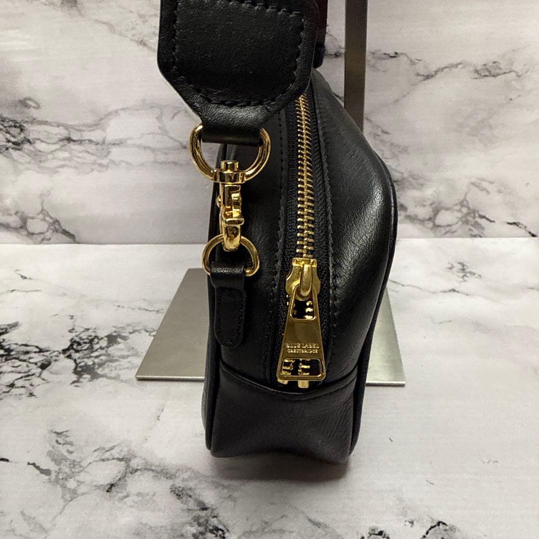 (美品)大人気、ブルーレーベル、カメラバッグ、オールレザー、シボ革、人気色、金