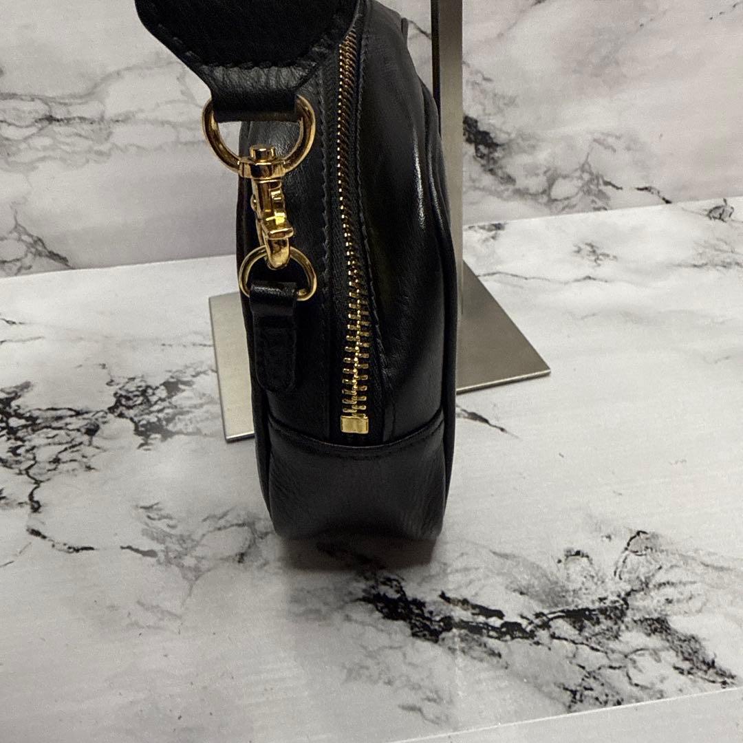 (美品)大人気、ブルーレーベル、カメラバッグ、オールレザー、シボ革、人気色、金