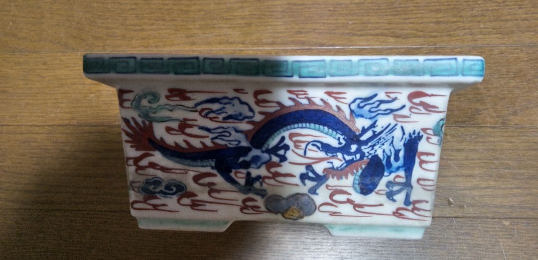 中国絵付き長方鉢
