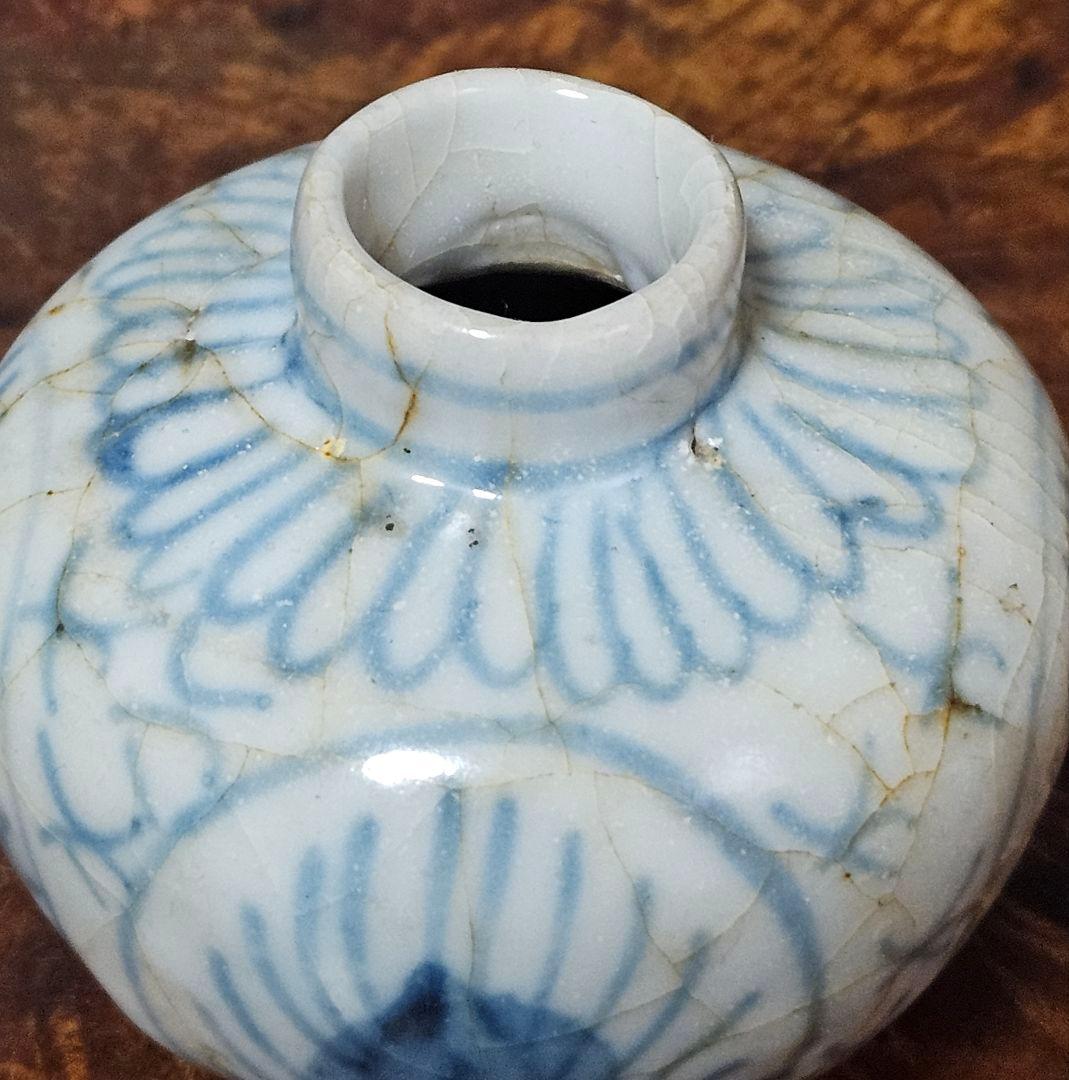 中国南方系　東南アジア古陶磁器　青華 安南　宋胡録　小壺　茶入れ　振り出し