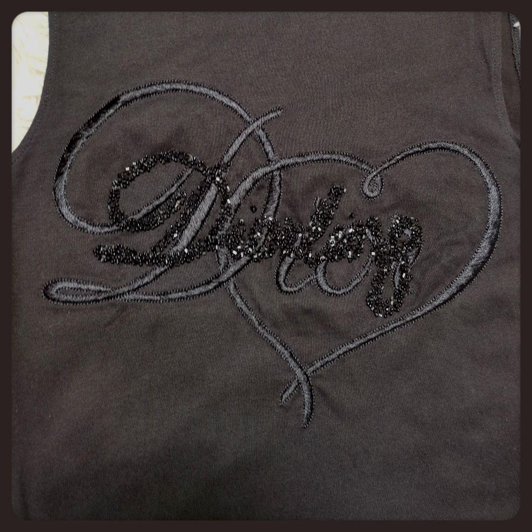 【入手困難・美品】ディオール☆タンクトップ ロゴ刺繍 ビジュー 黒 ガリアーノ期