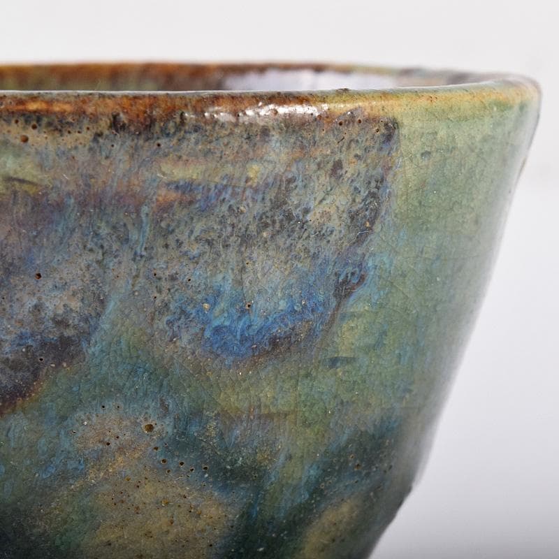 瀬戸焼 古瀬戸 窯変 海鼠釉 ぐい呑 酒盃 書付時代箱 V R7768