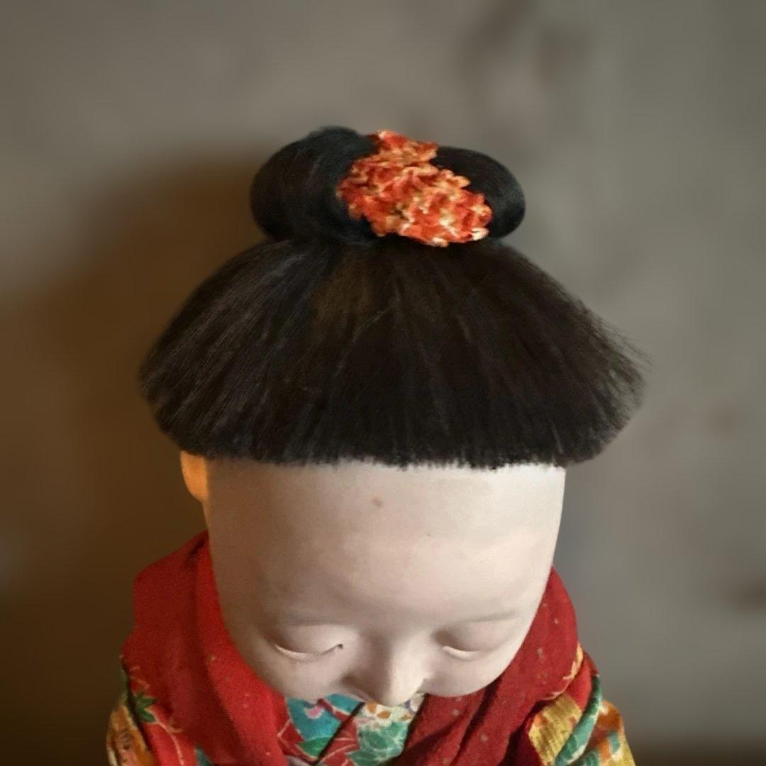 瞬間的お値下げ‼️ヴィンテージ 市松人形 赤と緑の花柄着物 幼子