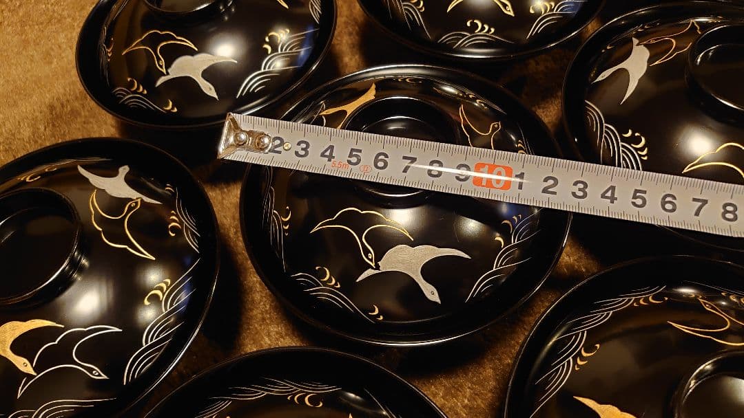 輪島塗 漆器 金蒔絵 蒔絵 蓋椀 波千鳥 人間国宝 10客