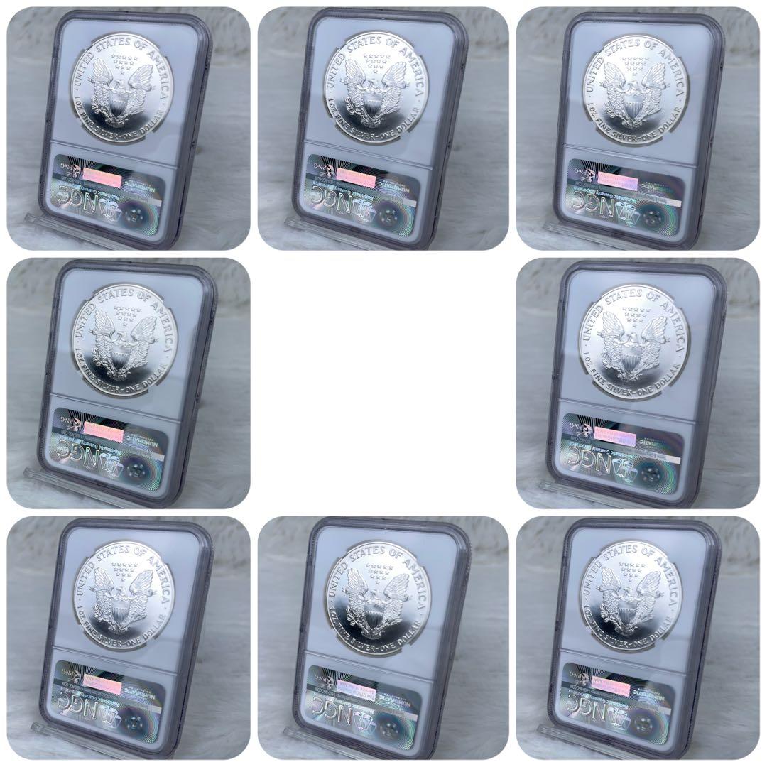 【NGC鑑定】1992年 イーグル銀貨 MS69 8枚セット 高級ケース 米国