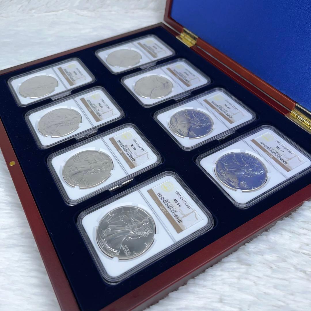 NGC鑑定】1992年 イーグル銀貨 MS69 8枚セット 高級ケース 米国 - メルカリ