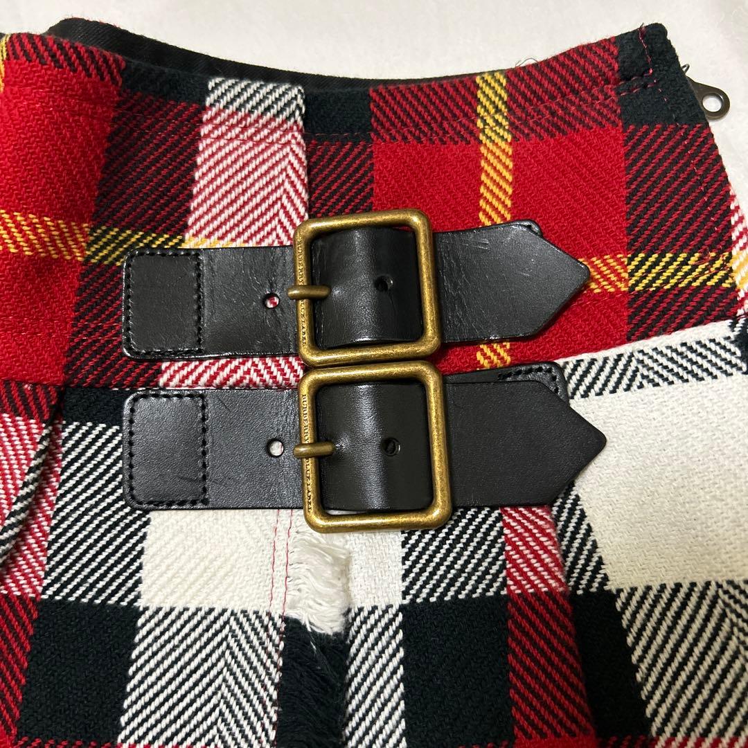バーバリーブルーレーベル　キュロットスカート　チェック　赤