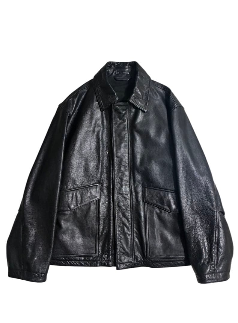 ZARA バッファローレザージャケット サイズM - メルカリ