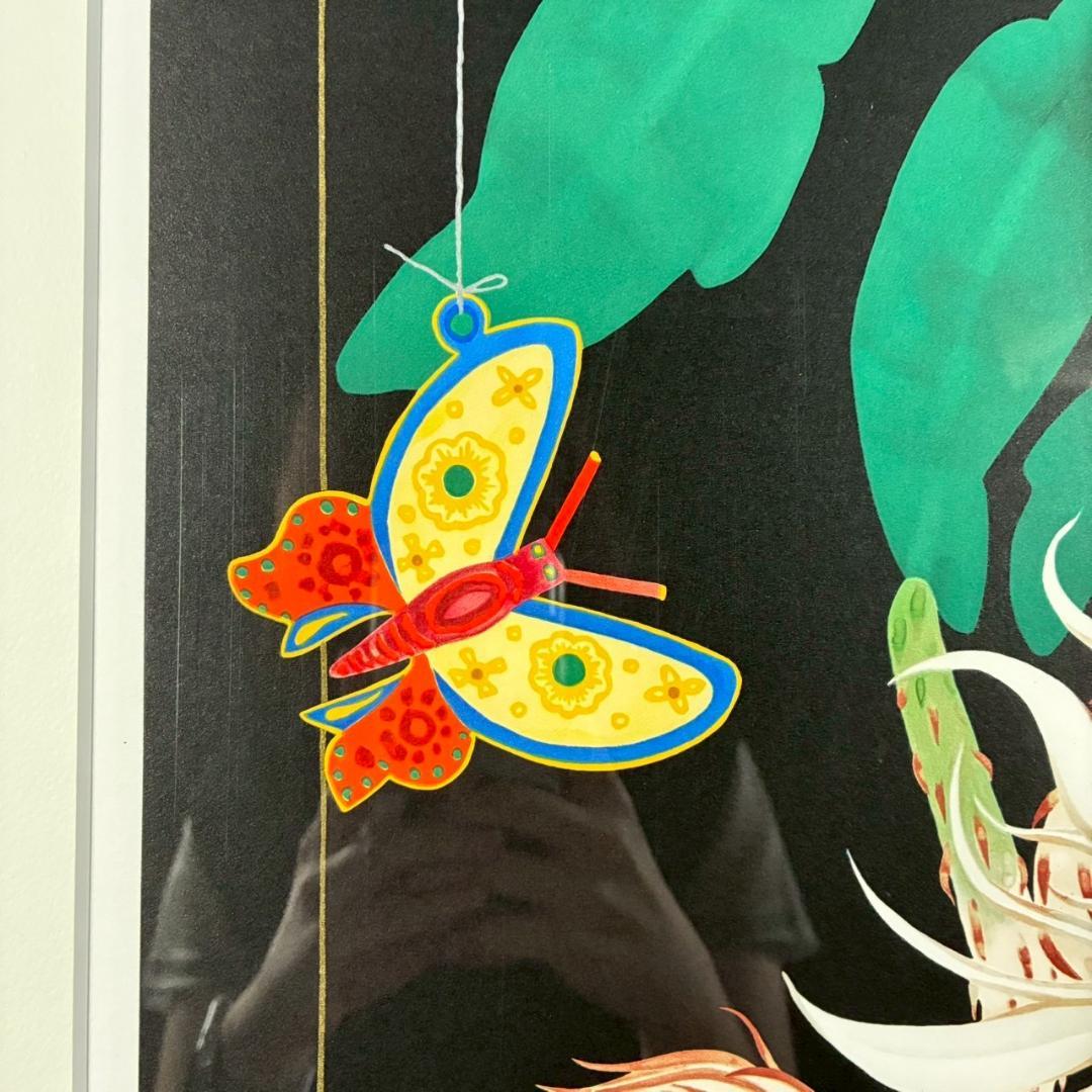 中島千波「月下の夜」リトグラフ 直筆サイン・落款有 額縁入り 日本