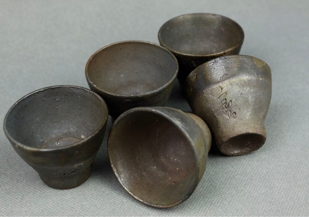 備前焼 森宝山作 宝山 手造宝瓶 急須 茶器揃い