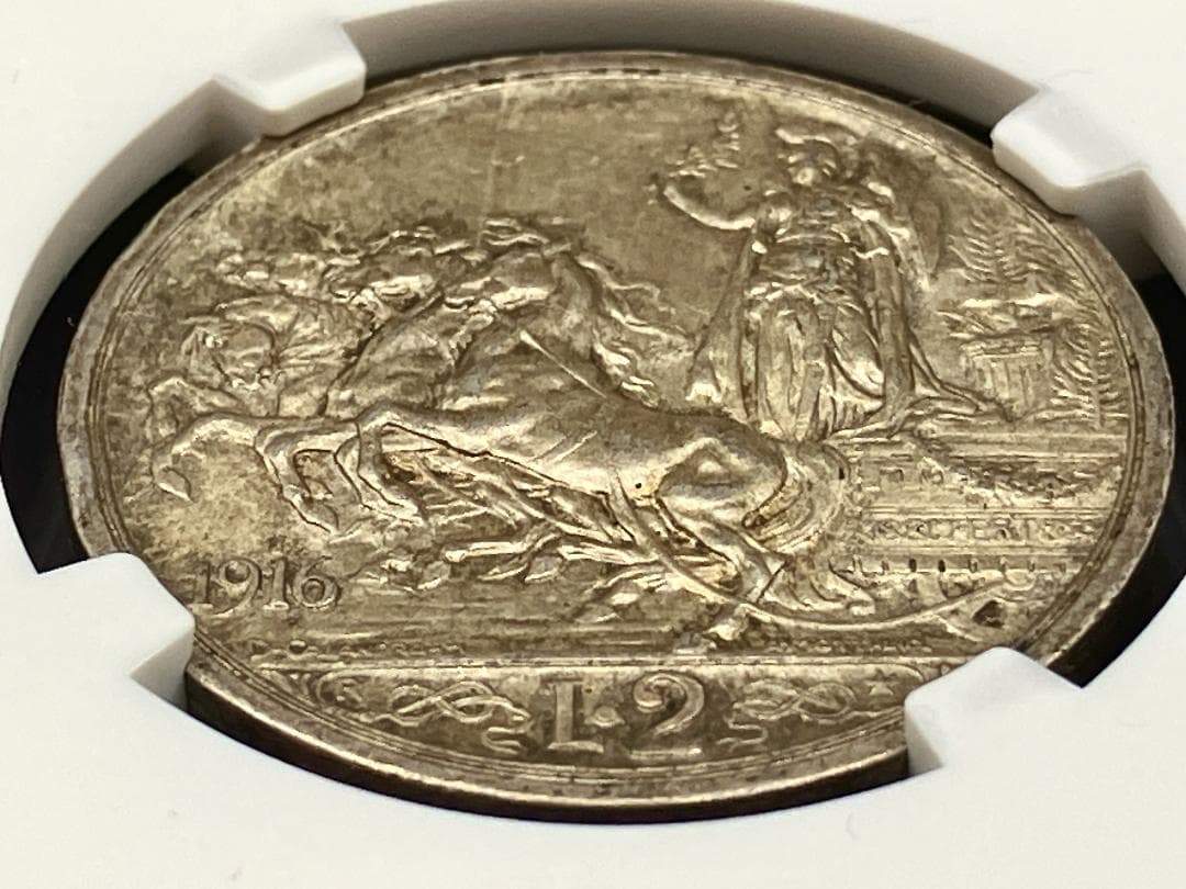 1916 イタリア 2リラ 銀貨 NGC MS63 アンティークコイン エマヌエーレ3