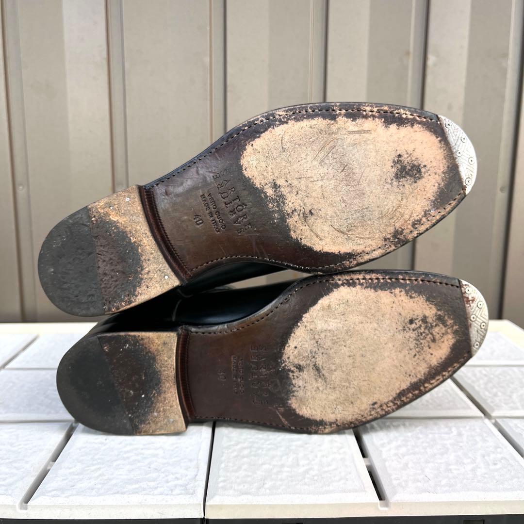 40 SARTORE ショートブーツ　グリーン　メンズ　レザー　25 緑