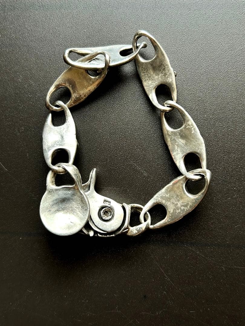 フローラルクロス クリップ式 ヴィンテージ シルバーブレスレット／極太／925