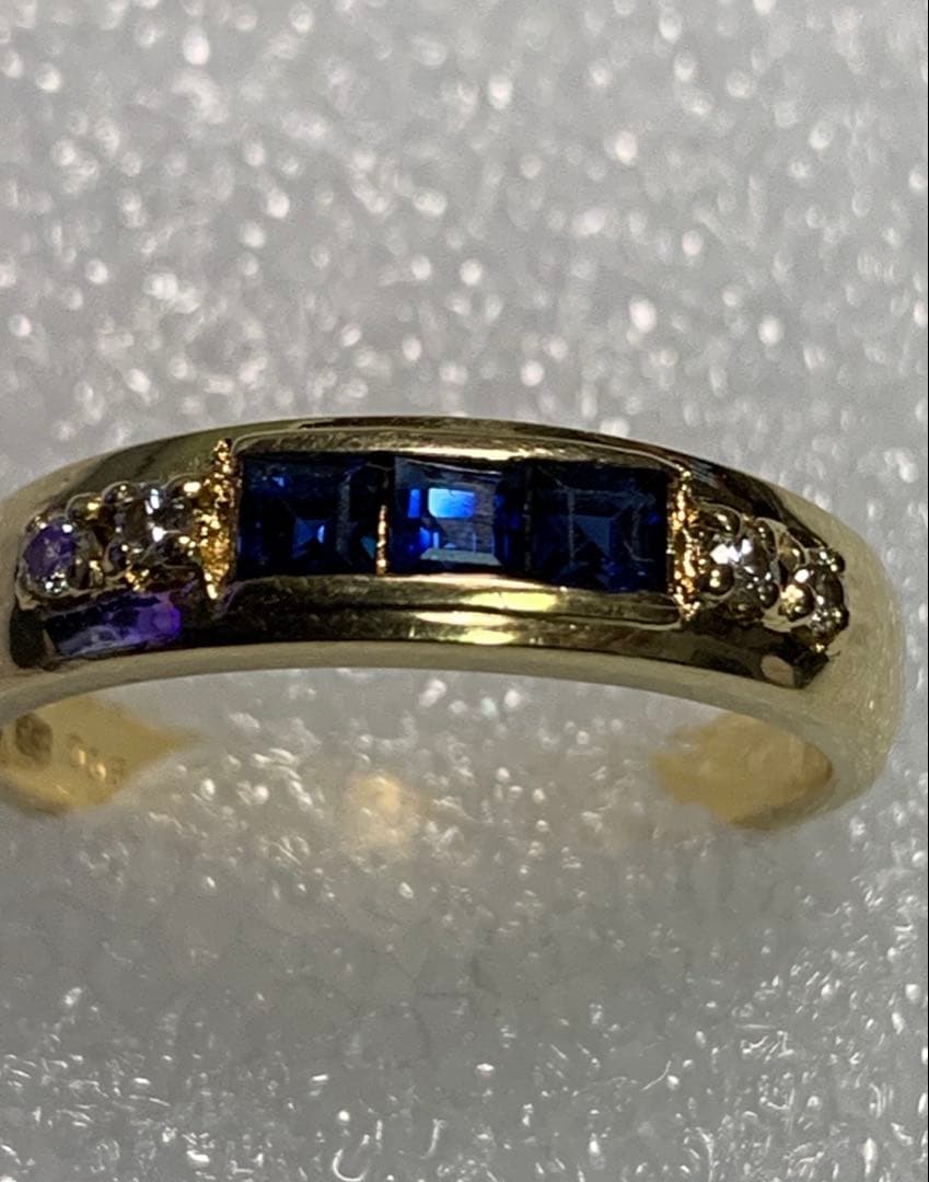 K18 サファイア0.4ct ダイヤモンド0.06ct リング