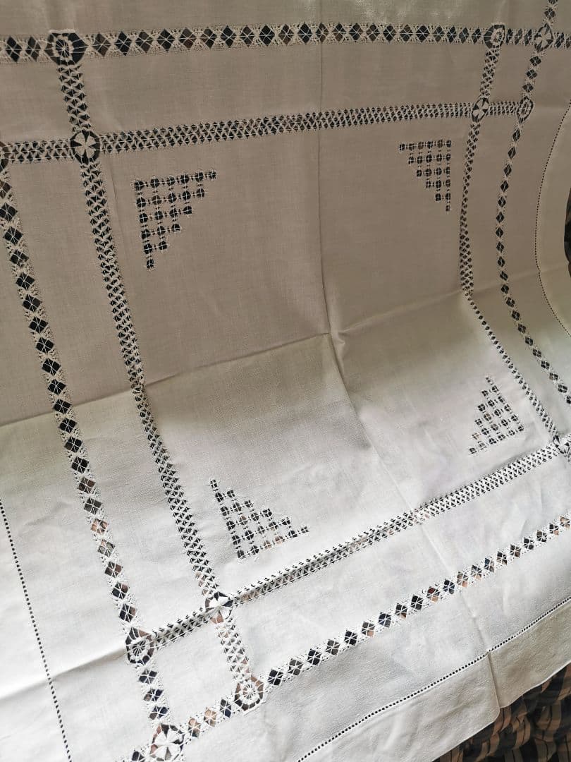 アンティークイギリス ホワイトニードルワークsabaレース梯子刺繍