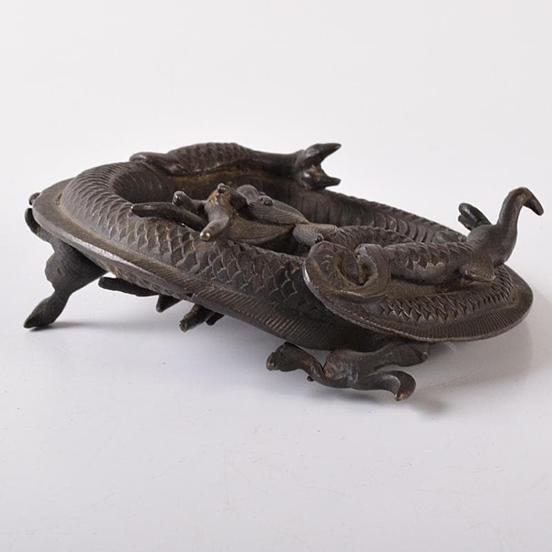 中国　古銅　龍　紙鎮　墨床　蓋置　置物　T　R8206