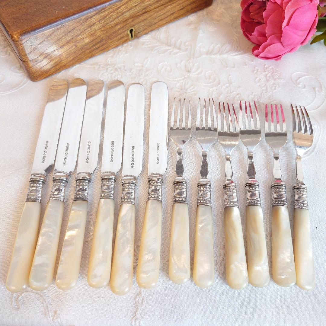 白蝶貝 カトラリーセット 純銀 マザーオブパール ナイフ フォーク
