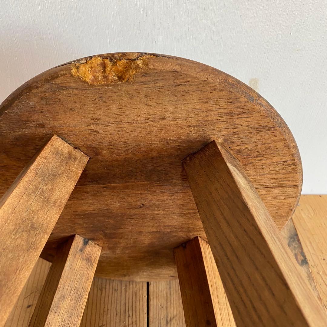 アンティーク スツール 椅子 無垢材 シャビー z865