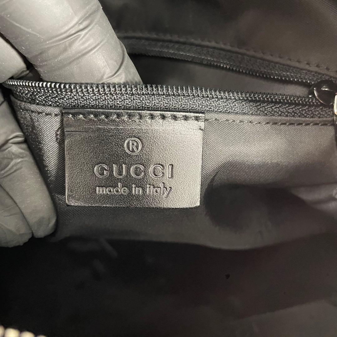 美品 GUCCI グッチ ナイロン レザー G金具 ワンショルダーバッグ 黒