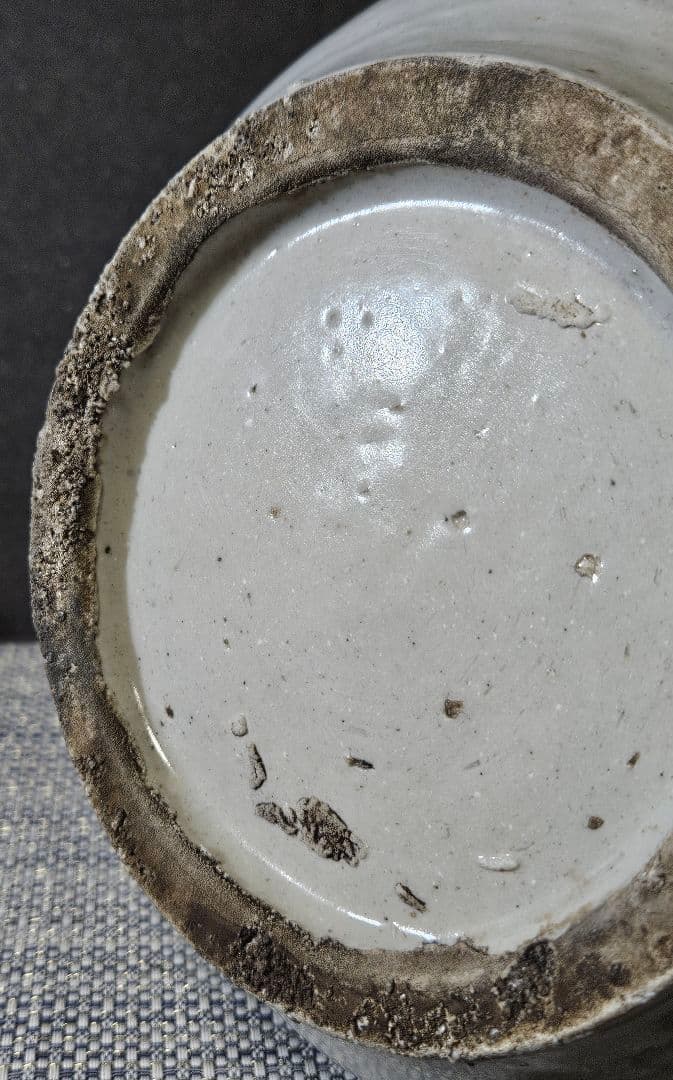 李朝 青華 染付 楼閣山水人物図 大瓶 大壺 高 約37.2