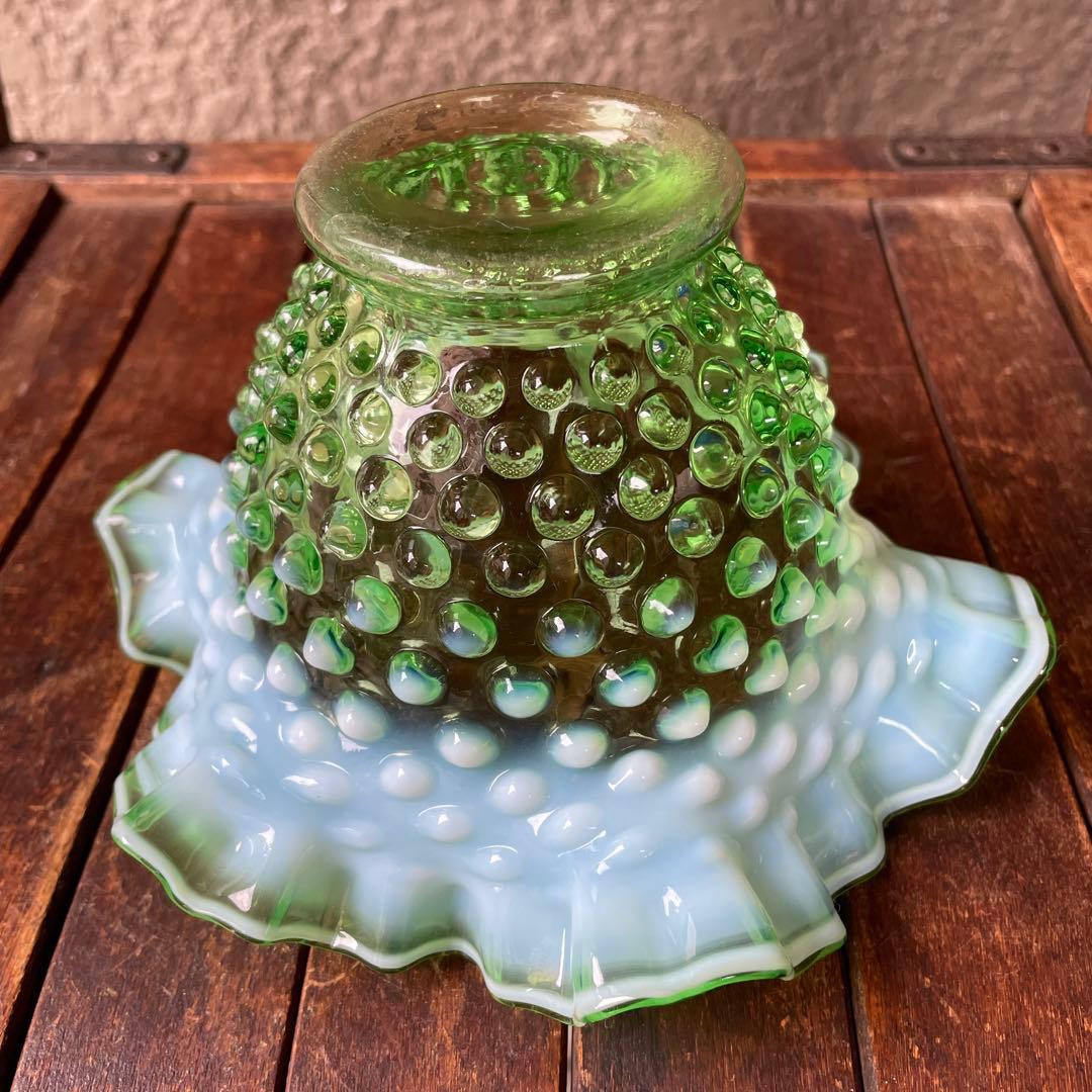 50s オールドフェントンFenton グリーンオパールセントガラス