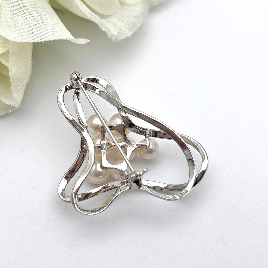 ☆美品☆ミキモト5珠シルバーブローチ皇室御用達ブランド