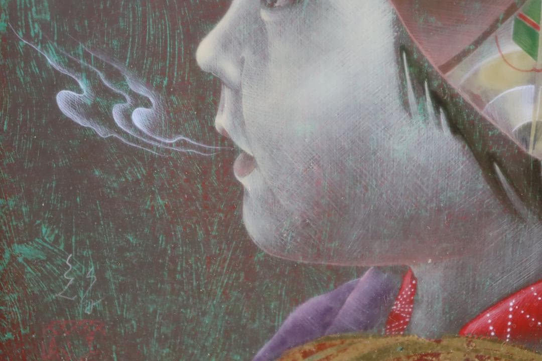 真作保証 智内兄助 「春の気」 アクリル3号 共シール 入手困難作家 希少作品