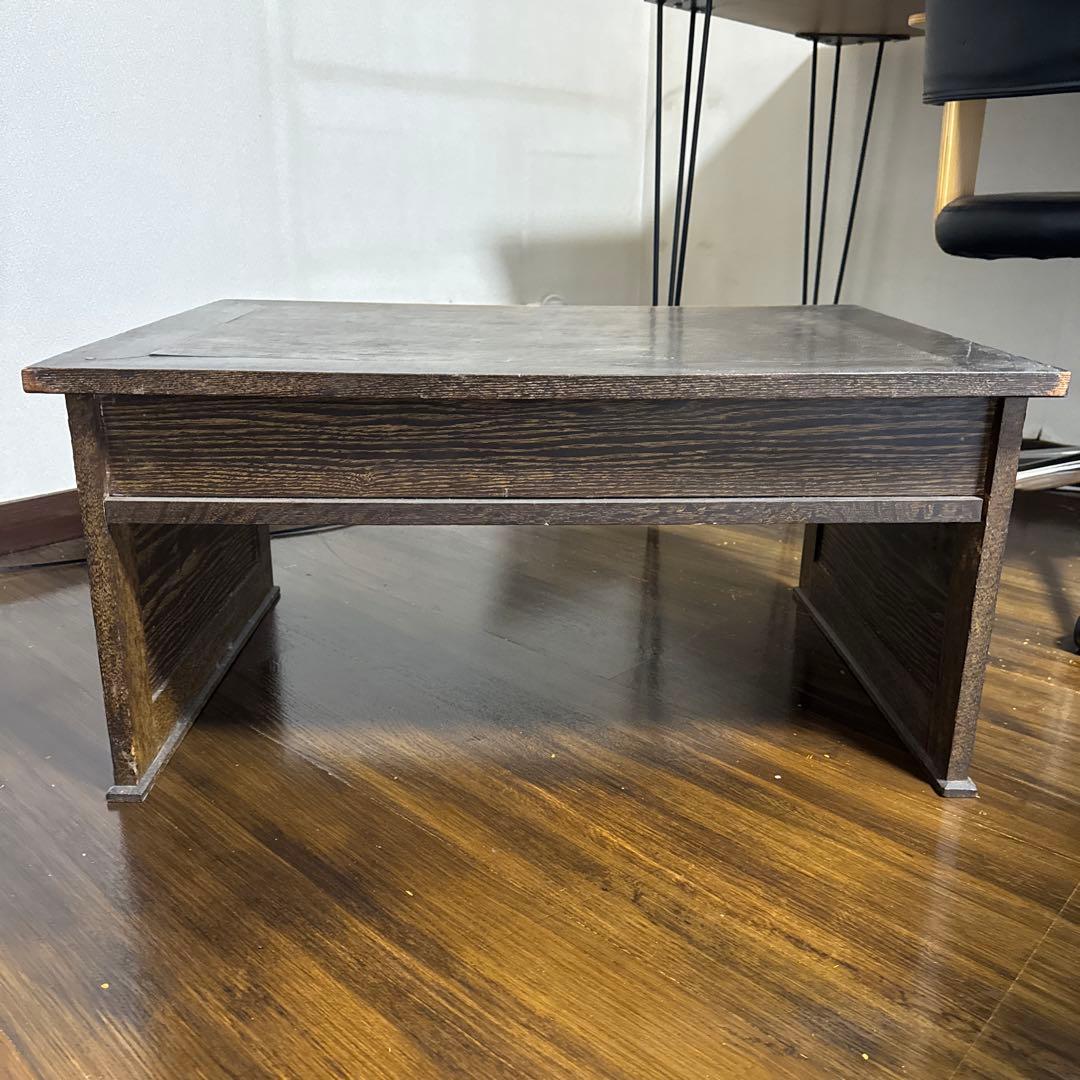 レトロ家具 | 木製ダークブラウン座卓 引き出し2つ