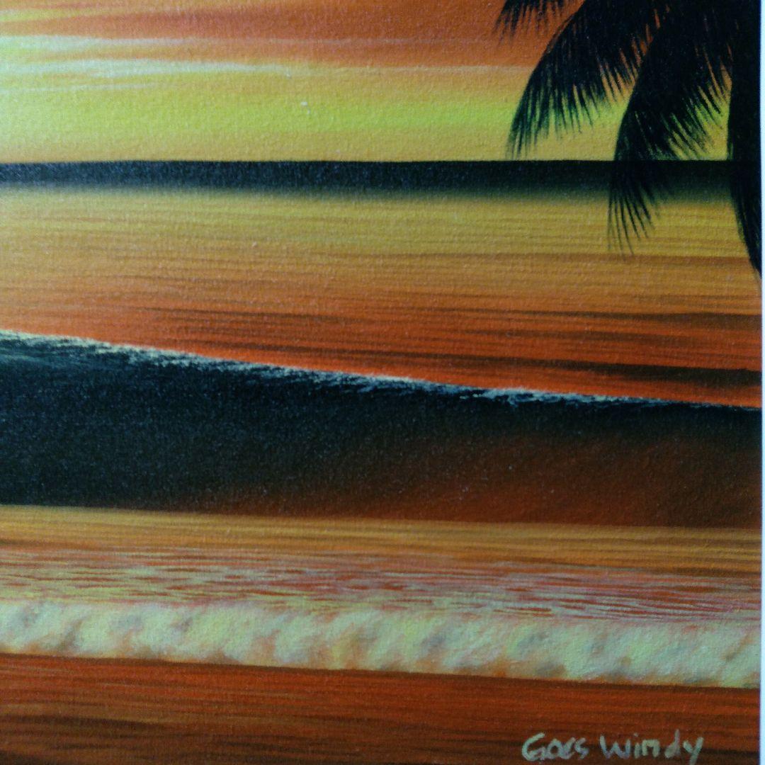 肉質油絵　横　特寸法　海　波　額装仕上げ品