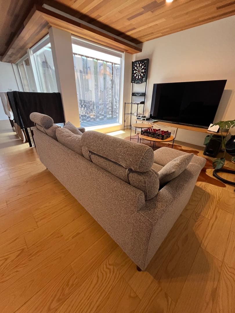 3人掛けカウチソファ ヘッドレスト付 レイアウト自由【引取り限定】