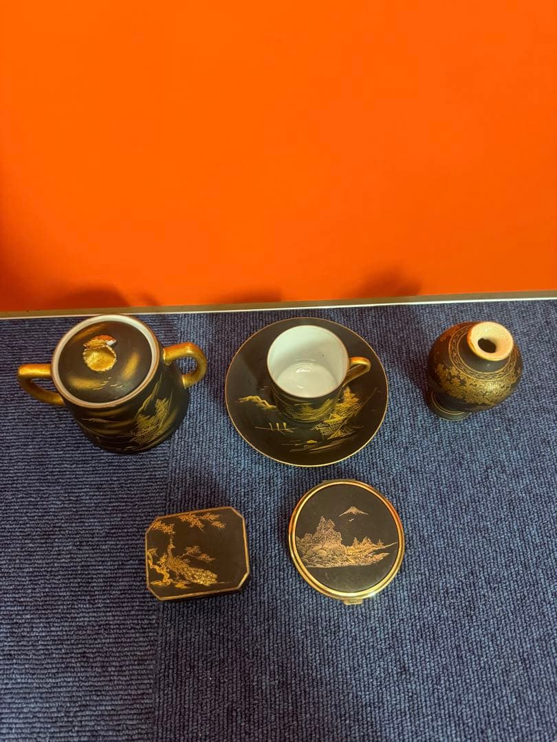 1821 まとめ売り 合計5客 薩摩焼 湊光 金塗