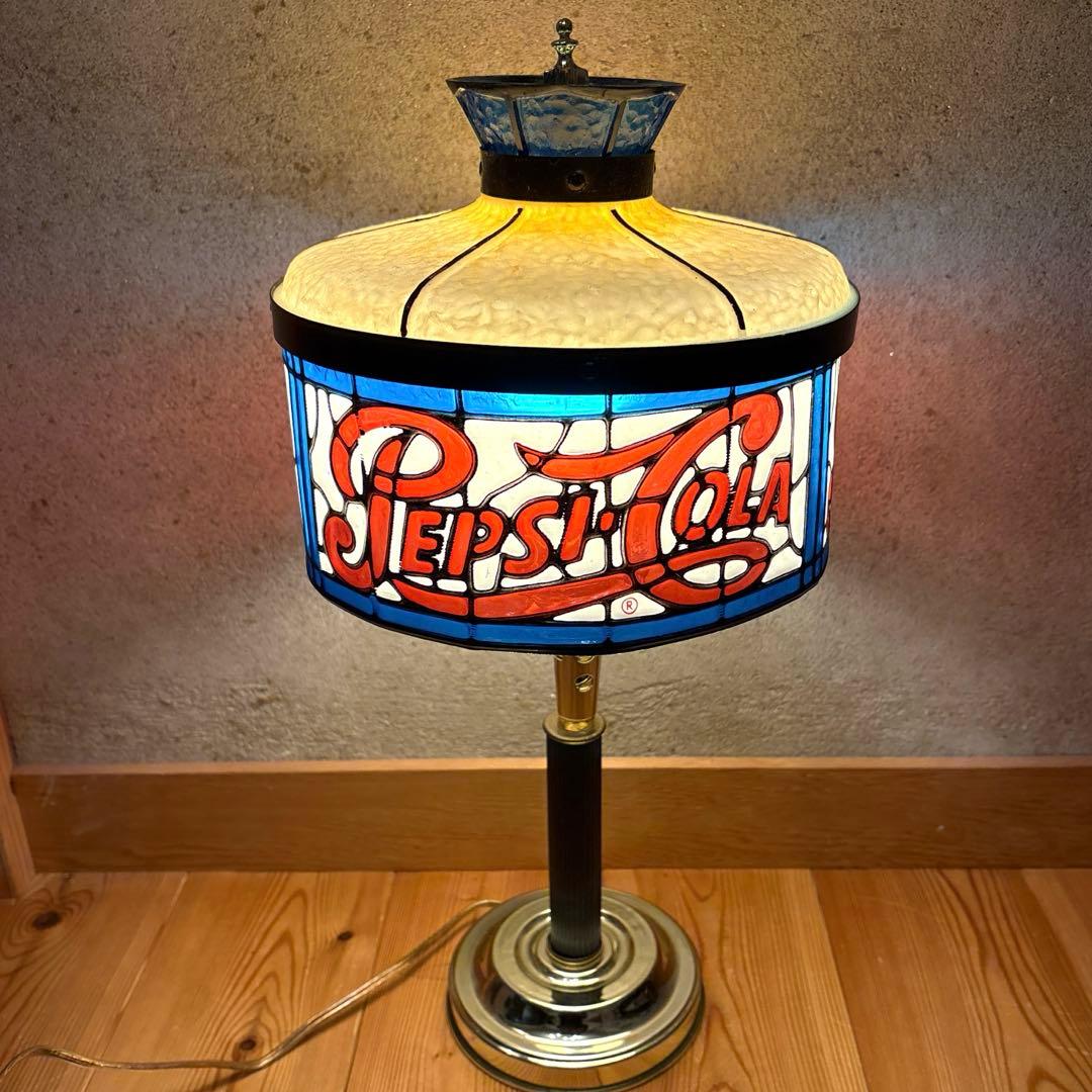 1970's ペプシコーラ ステンドグラス ランプ デスクライト 看板