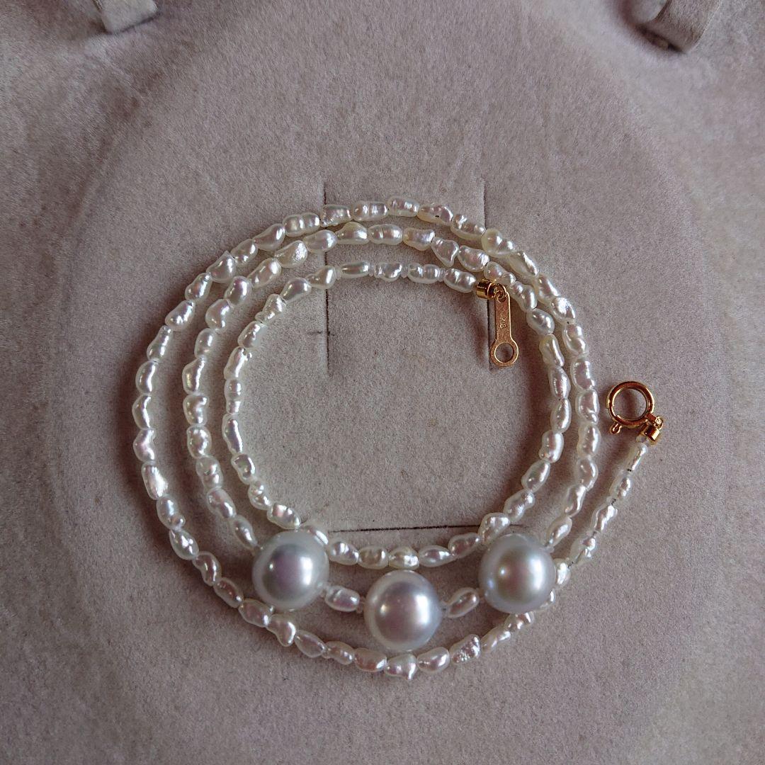 K18あこや真珠とアコヤ最強照り艶ケシパールのネックレス118