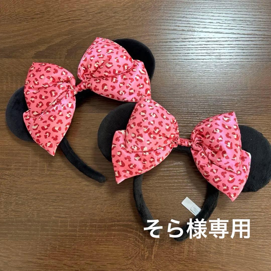 ヒョウ柄カチューシャ ピンクリボンレオパード