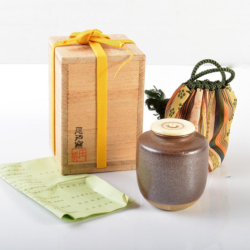 茶道具 尾州焼 茶入 茶道具 尾戸焼 茄子茶入 仕覆付 時代箱