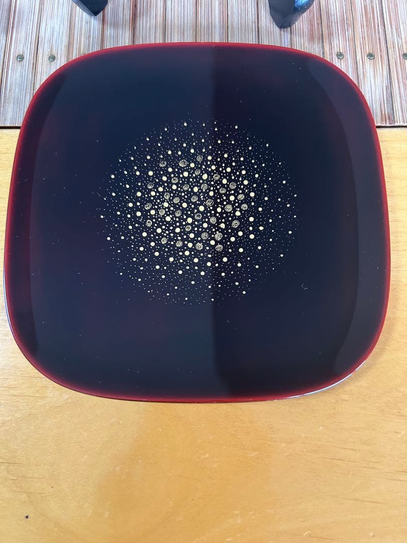 希少 輪島塗 慶塚作 星遊 銘々皿 金 プラチナ銀 2枚 木製プレート