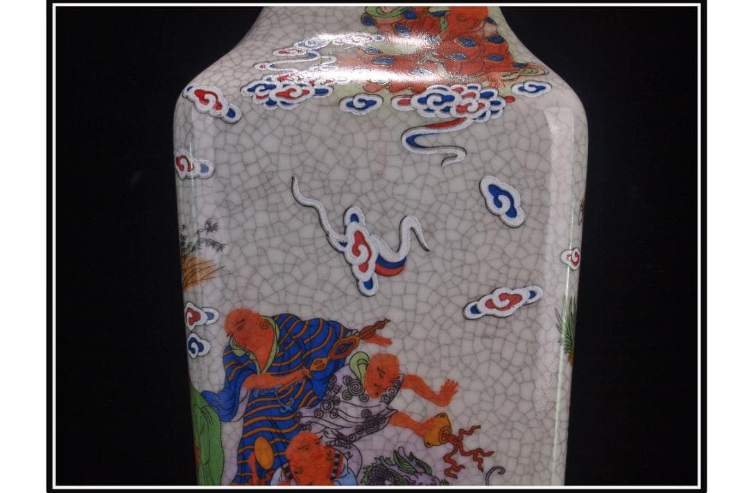 中国 清時代　在銘手描き花瓶 美術品　激安骨董品 DE997B14-1