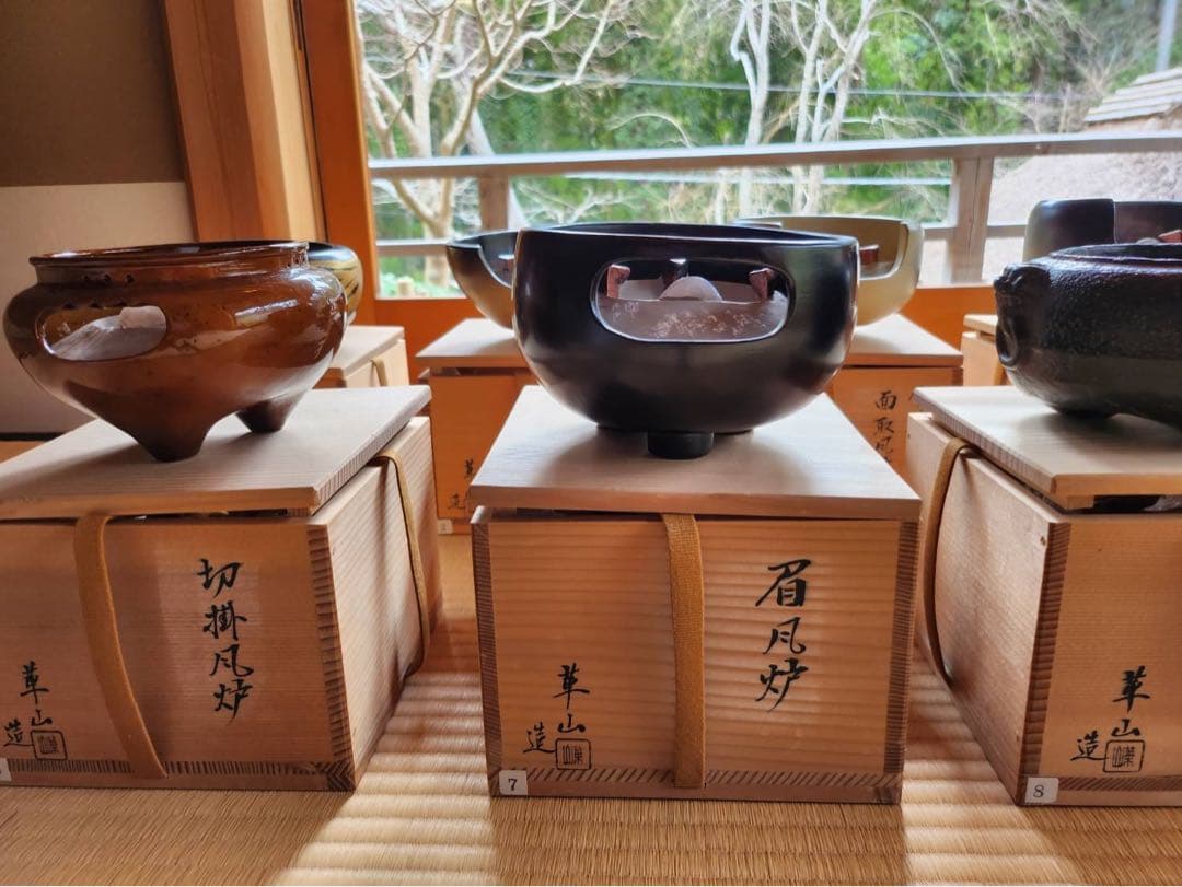 P742茶釜『釜師佐藤清光造』『遠山霰』『透木釜』共箱茶道具