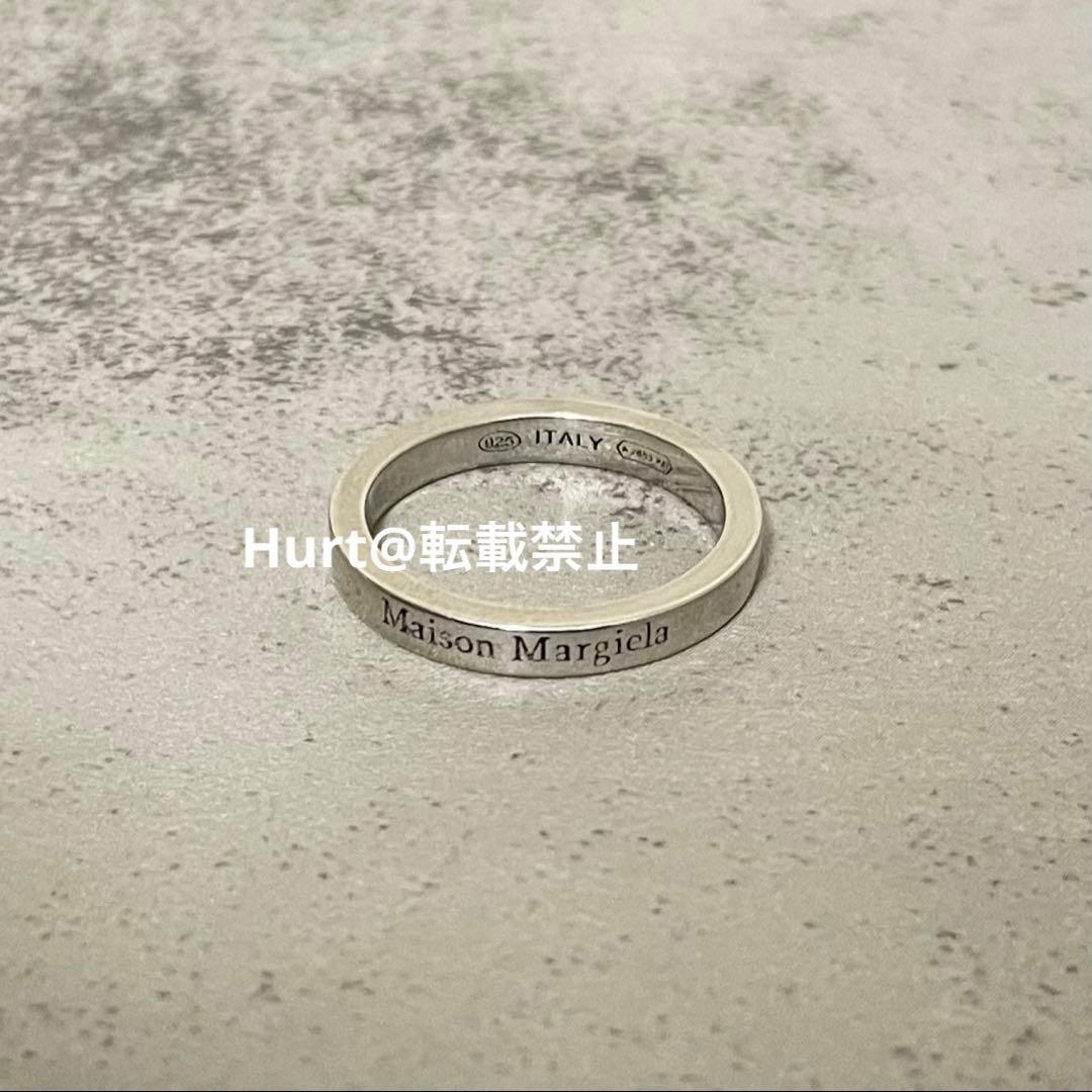 【新品外箱あり】メゾンマルジェラ スリム ロゴ リング シルバー 13号相当
