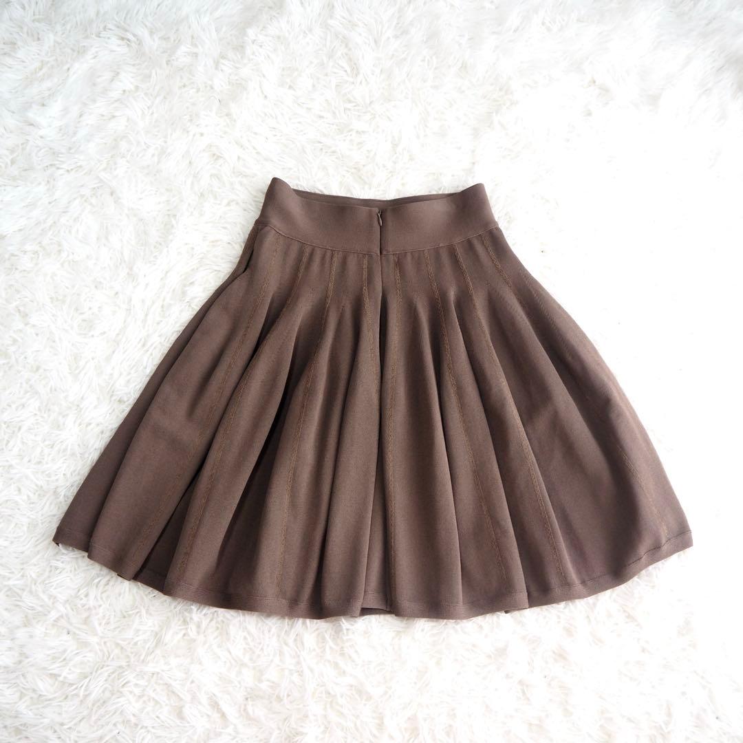 FOXEY ニット フレアスカート リリーラッフル ロゴプレート プリーツ