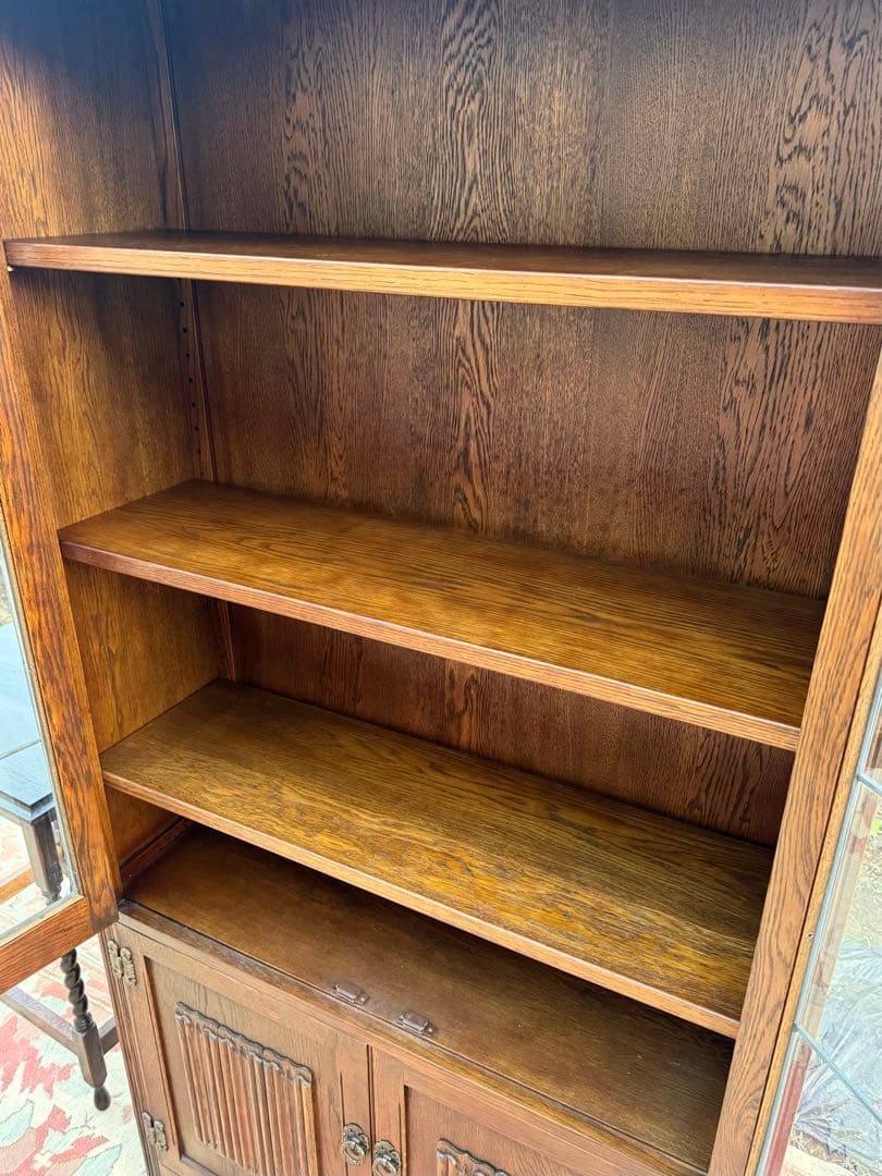 英国アンティーク 高級キャビネット スリム オールドチャーム様式 W92cm