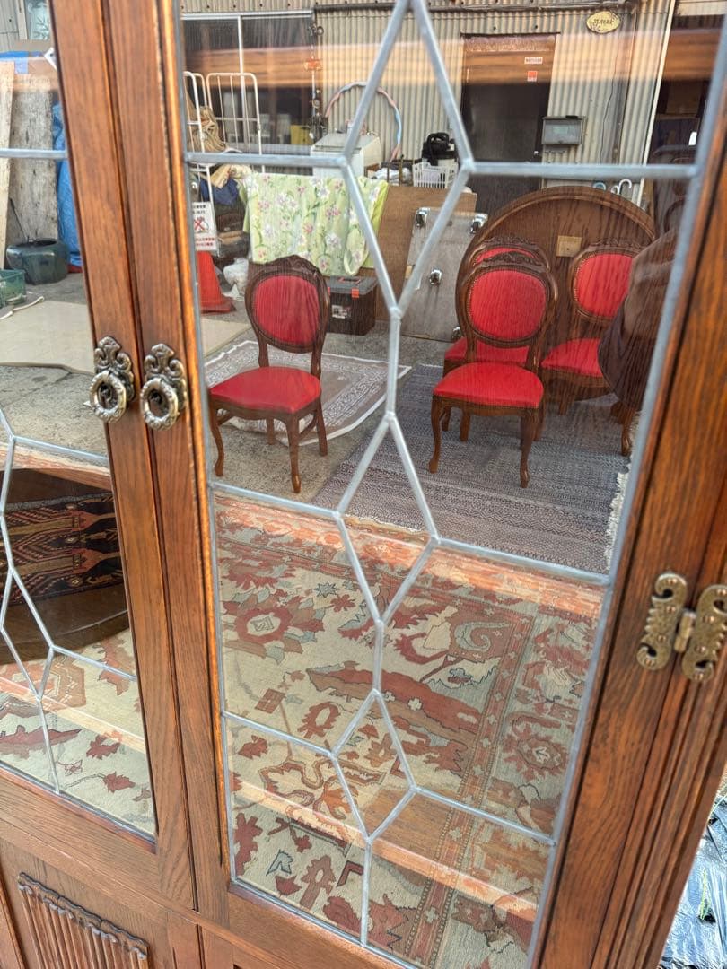 英国アンティーク 高級キャビネット スリム オールドチャーム様式 W92cm