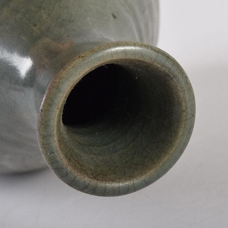 李朝 高麗青磁 象嵌花文 徳利 V R7994