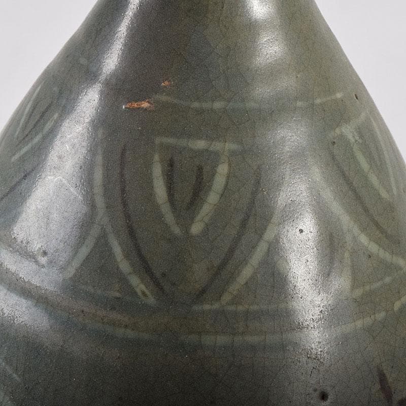 李朝 高麗青磁 象嵌花文 徳利 V R7994