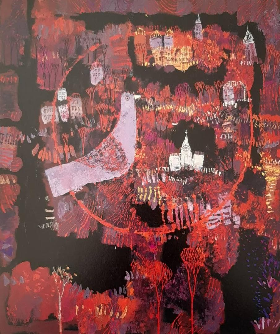 早川義孝、「秋物語」、希少画集の額装画、四季、風景、人気作品